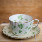 SHAMROCK AND CLOVER TEA CUP AND SAUCER